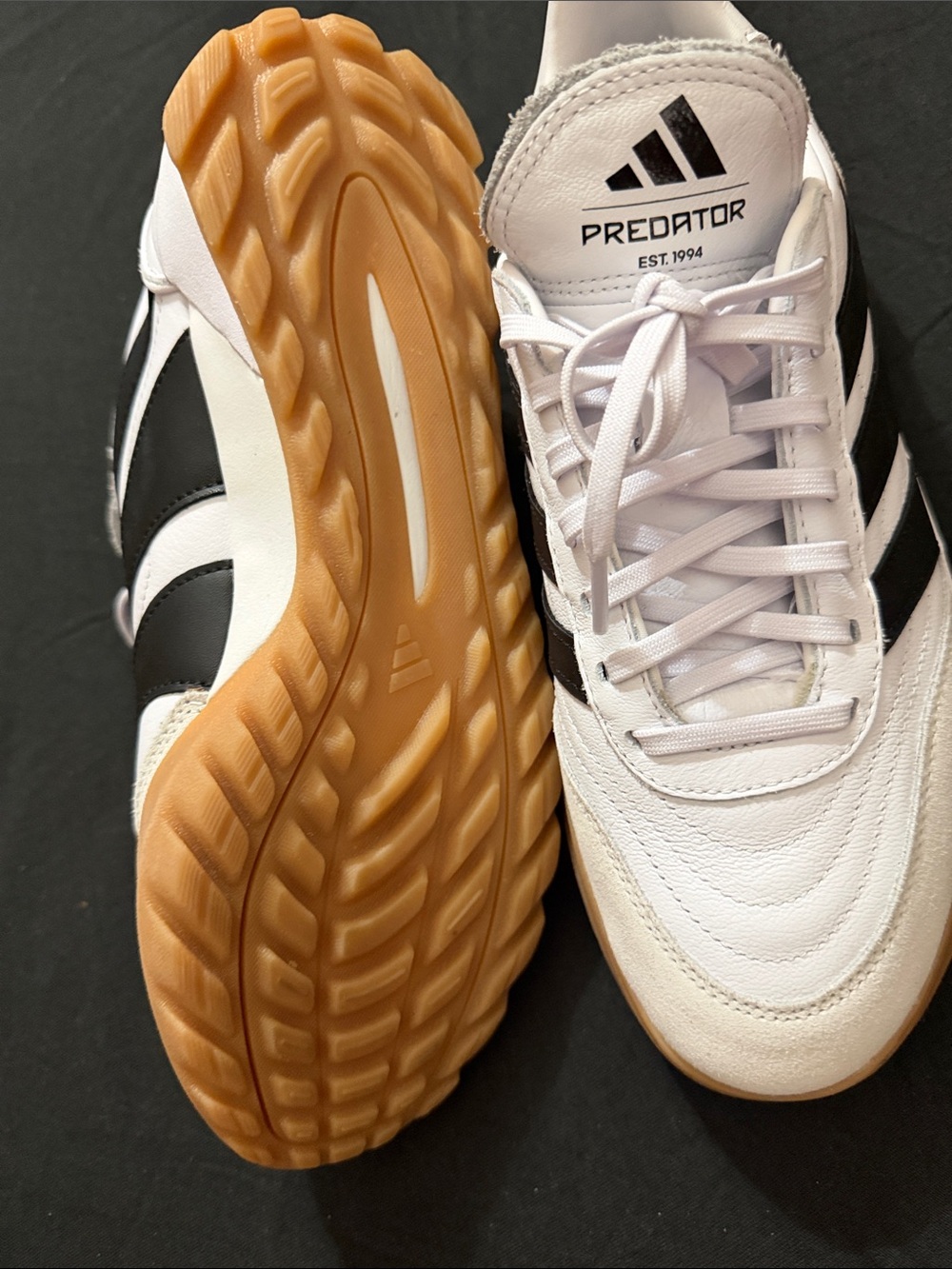 adidas White and Black Indoor Soccer Sneakers - Picture 3 of 3